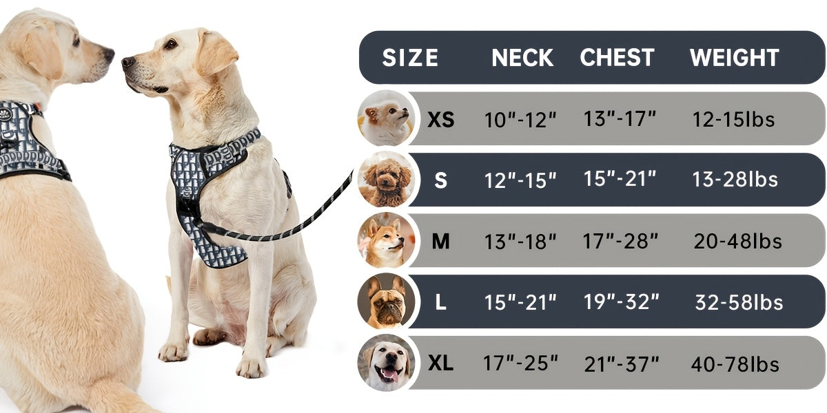 Complete Dog Walking Set – No-Pull Harness + Collar + Leash + Retractable Seatbelt + Storage Strap, Fully Reflective Breathable Vest with Handle for Small & Large Dogs, Sizes XS-XL