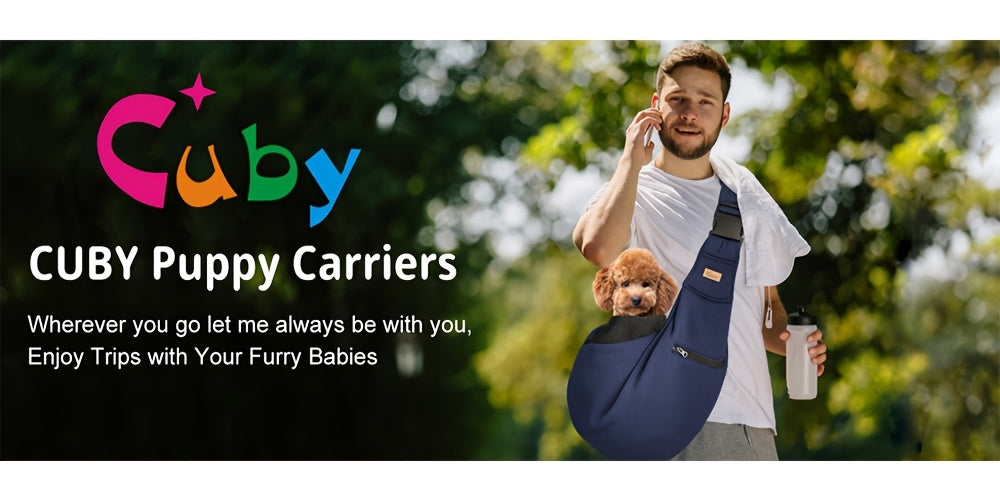 Adjustable Pet Sling Carrier with Padded Hard Bottom – Soft Dog & Cat Shoulder Bag with Drawstring Closure for Comfortable Travel | Khaki, Purple, Army Green, Blue, Grey