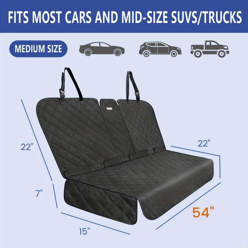Car Back Seat Cover 60/40 Split Bench for Dogs & Kids – Waterproof Non-Slip 900D Seat Protector for Cars Trucks SUVs, Full Size 60" Black