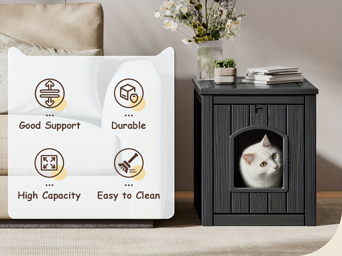 Large Cat Litter Box Odor Control Ventilated Resin Easy Clean Indoor Outdoor Pet House for Cats and Small Dogs