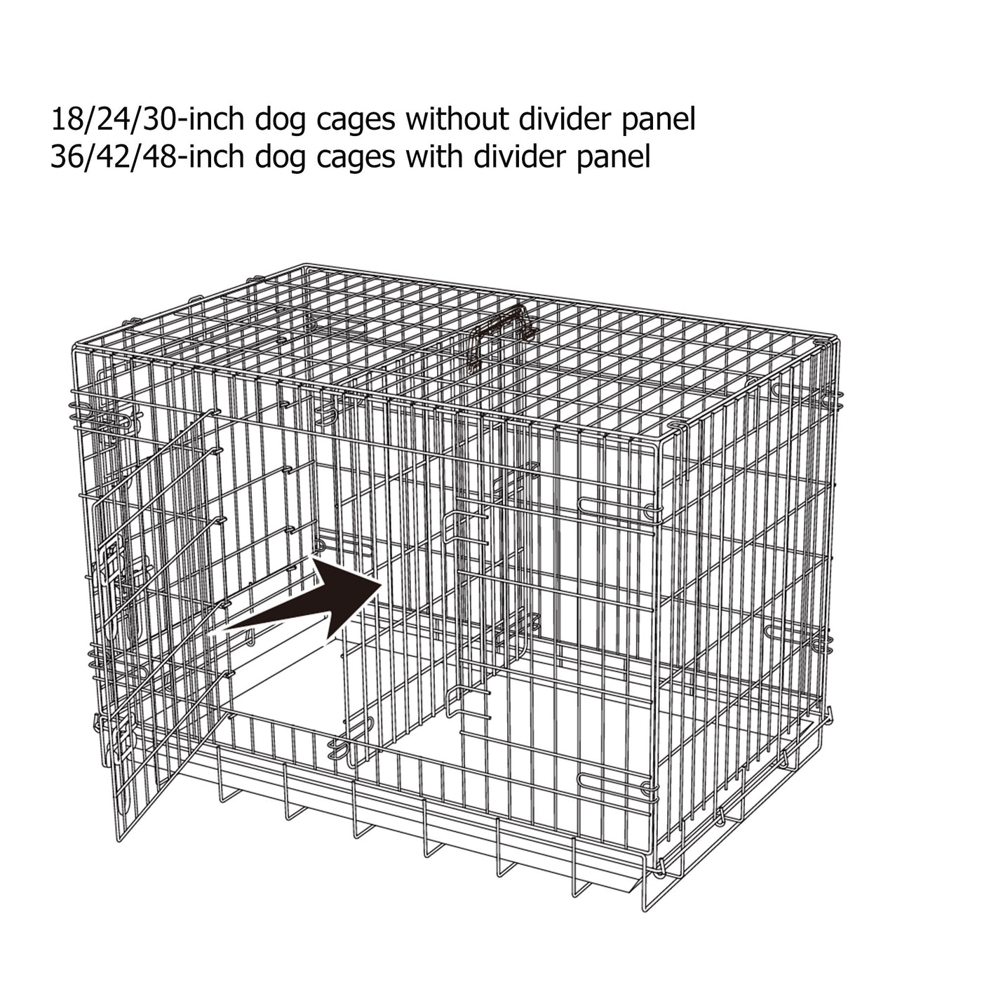 Folding Wire Dog Crate with Divider Double Door Leak-Proof Tray Indoor Outdoor Travel Kennel for Small Medium Large Dogs 24 30 Inch