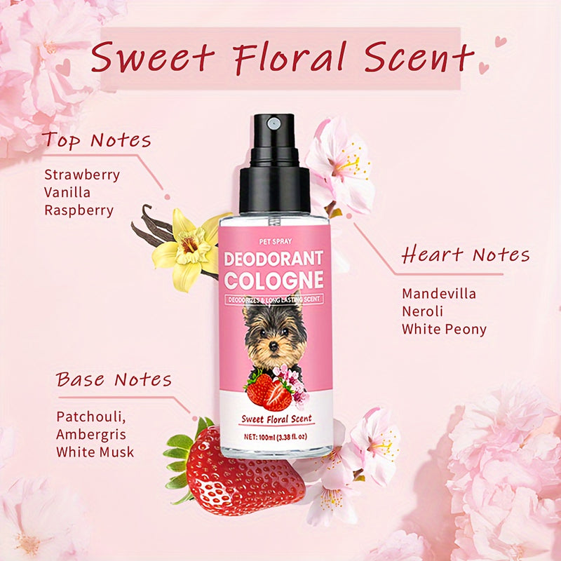 Pet Cologne & Dog Deodorant Spray – Sweet Floral Scent with Vanilla Raspberry Neroli & White Peony, 4.2oz Grooming Fragrance for All Breed Sizes