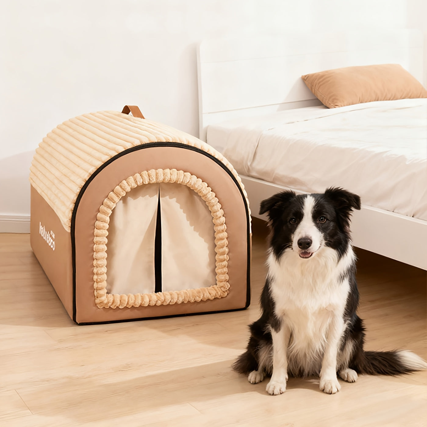 2-in-1 Foldable Indoor Dog House & Pet Tent Cave Bed - Soft Fluffy Washable Cushion Mat with Lid, All-Season Privacy Warm Bed for Small Medium Large Dogs Cats