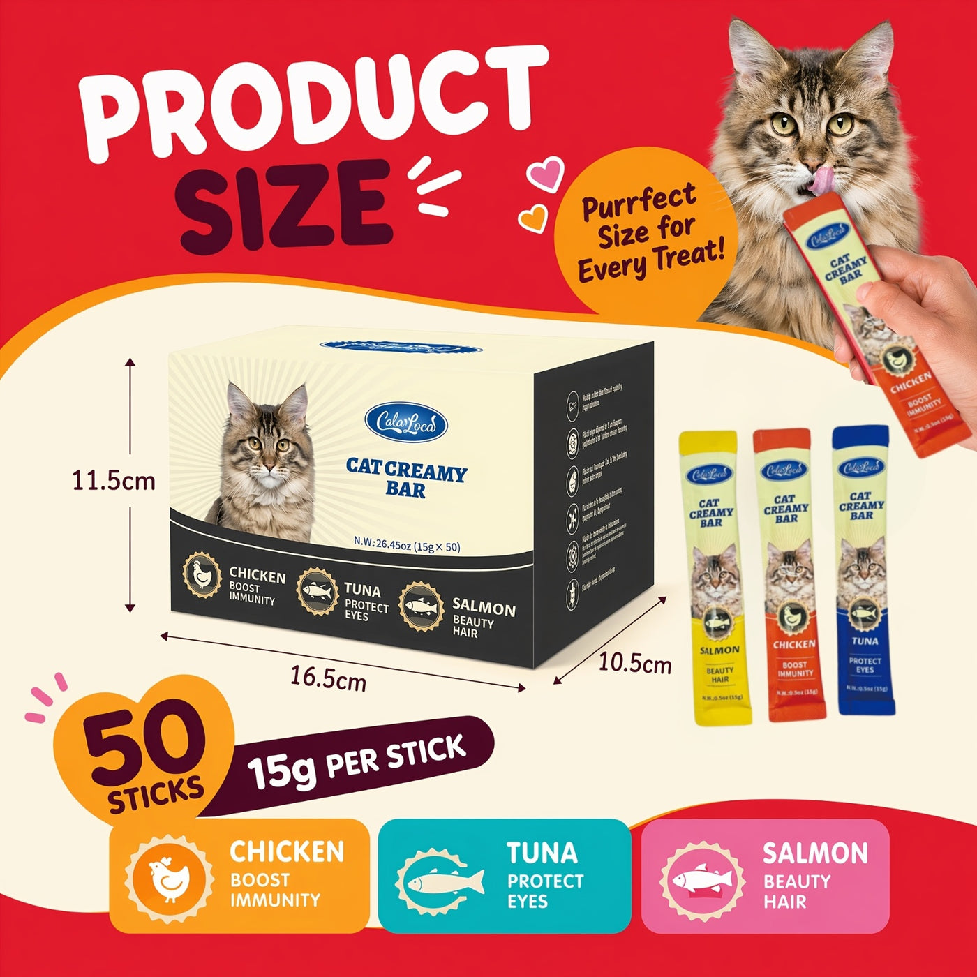 Squeezable Wet Cat Food Strips 50pcs Variety Pack Chicken Tuna Salmon Mixed Flavors Soft Lickable Cat Treats Hydration Snack
