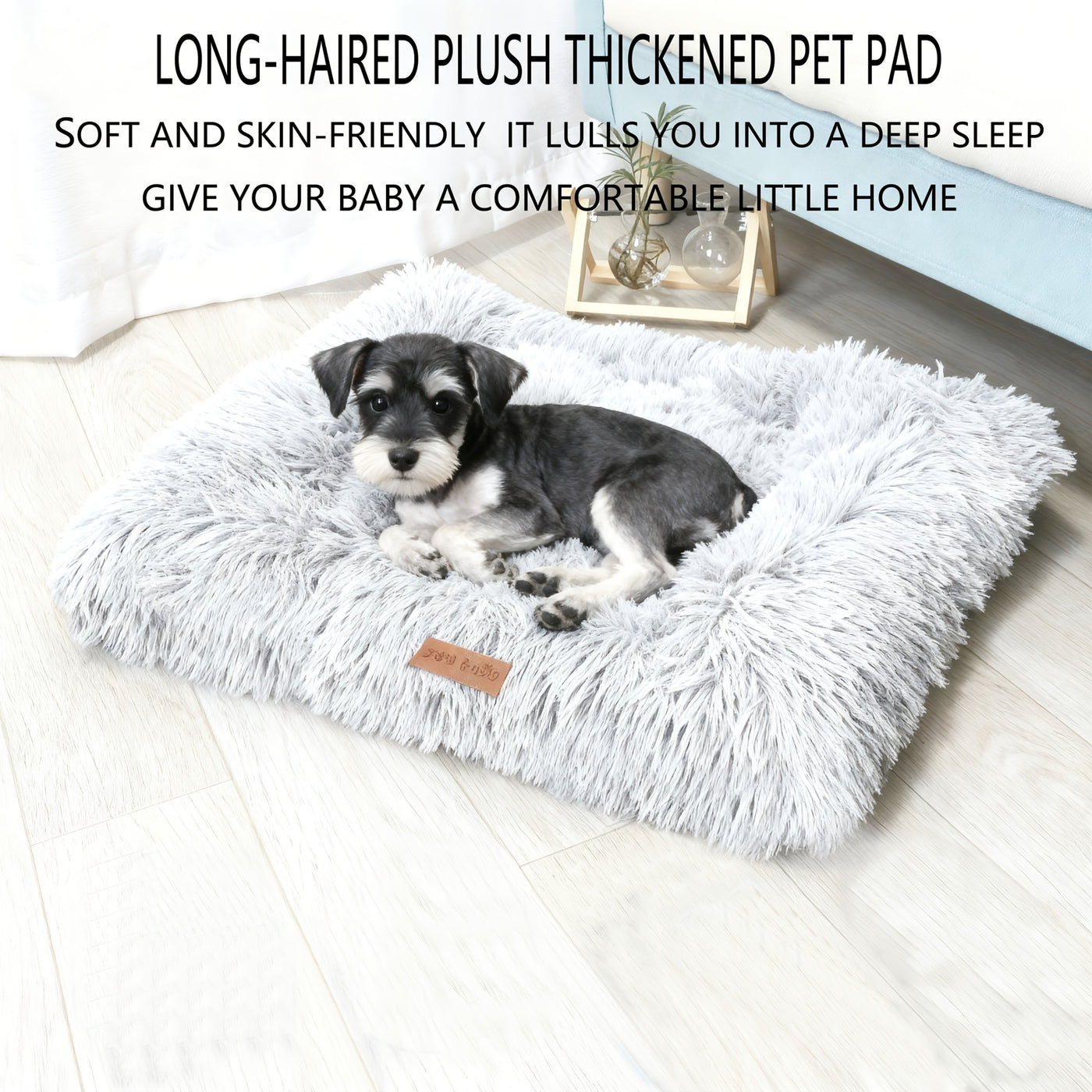 Fleece Lined Dog Bed & Cat Mat S-XXL - Thickened Warm Plush Pet Bed Washable Square Design, Cozy Non-Slip Sleeping Mat for All Breeds, Soft Puppy Bed for Crate Couch Floor Indoor Use