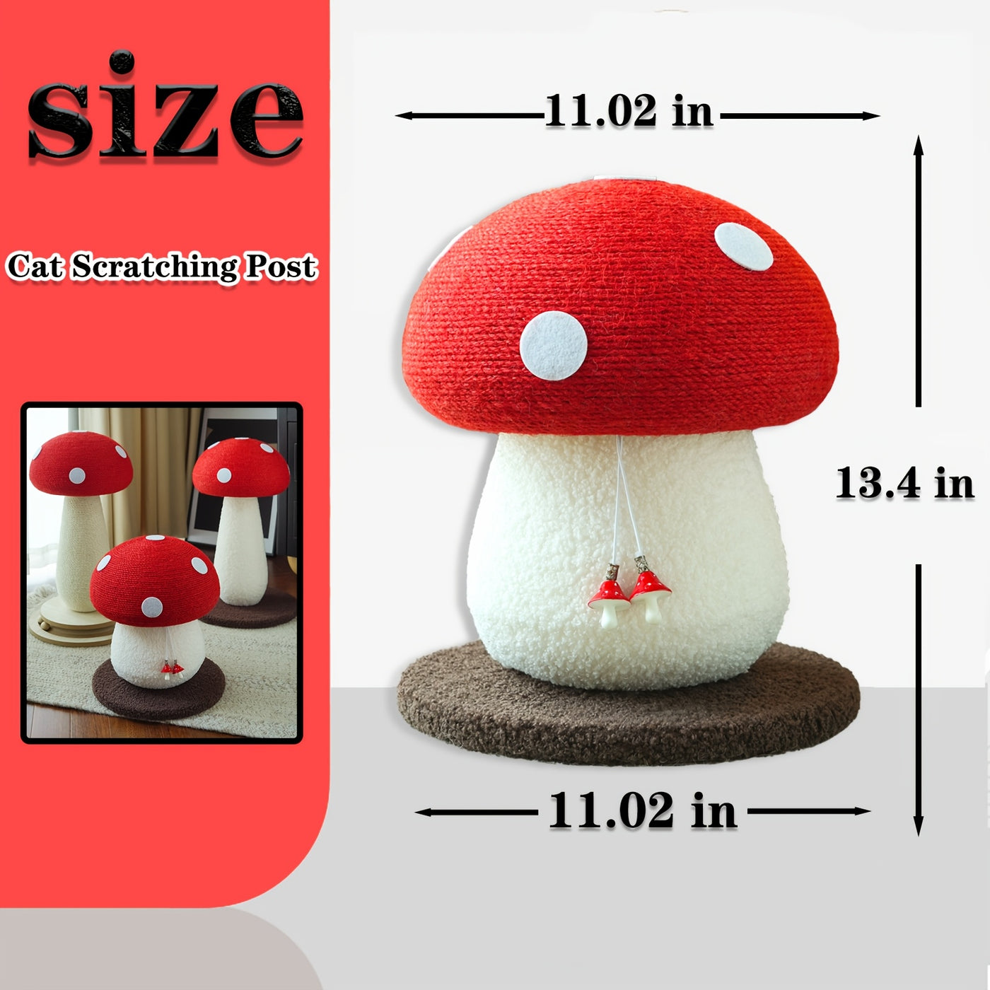 Mushroom Cat Scratcher Post – 2-Pack Sisal Claw Grinding Cat Toy, Interactive Scratching Post for Indoor Cats & Kittens, Keeps Claws Healthy & Furniture Safe