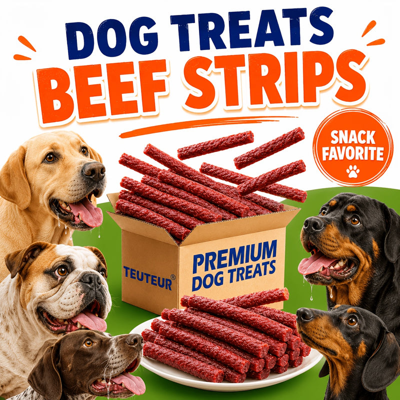 Beef Stick Dog Treats – Wind-Dried Beef, Beef Tendon Sticks & Beef Blocks, High Protein Grain-Free Long-Lasting Chews for Puppies & Adult Dogs, All Breeds, 5oz