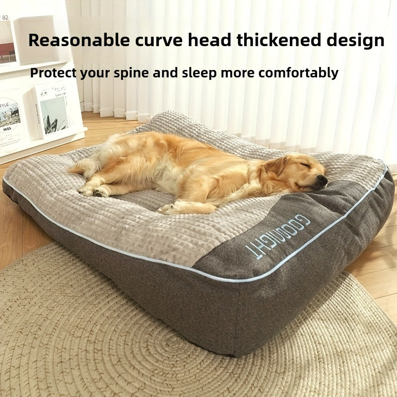 Extra Thick Non-Slip Dog Bed Mat Sofa for Medium Large Dogs & Cats - Plaid All-Season Stuffed Pet Sofa Bed Soft Polyester Filling, XL 2XL 3XL, Includes Toy Balls, Perfect for Golden Retrievers