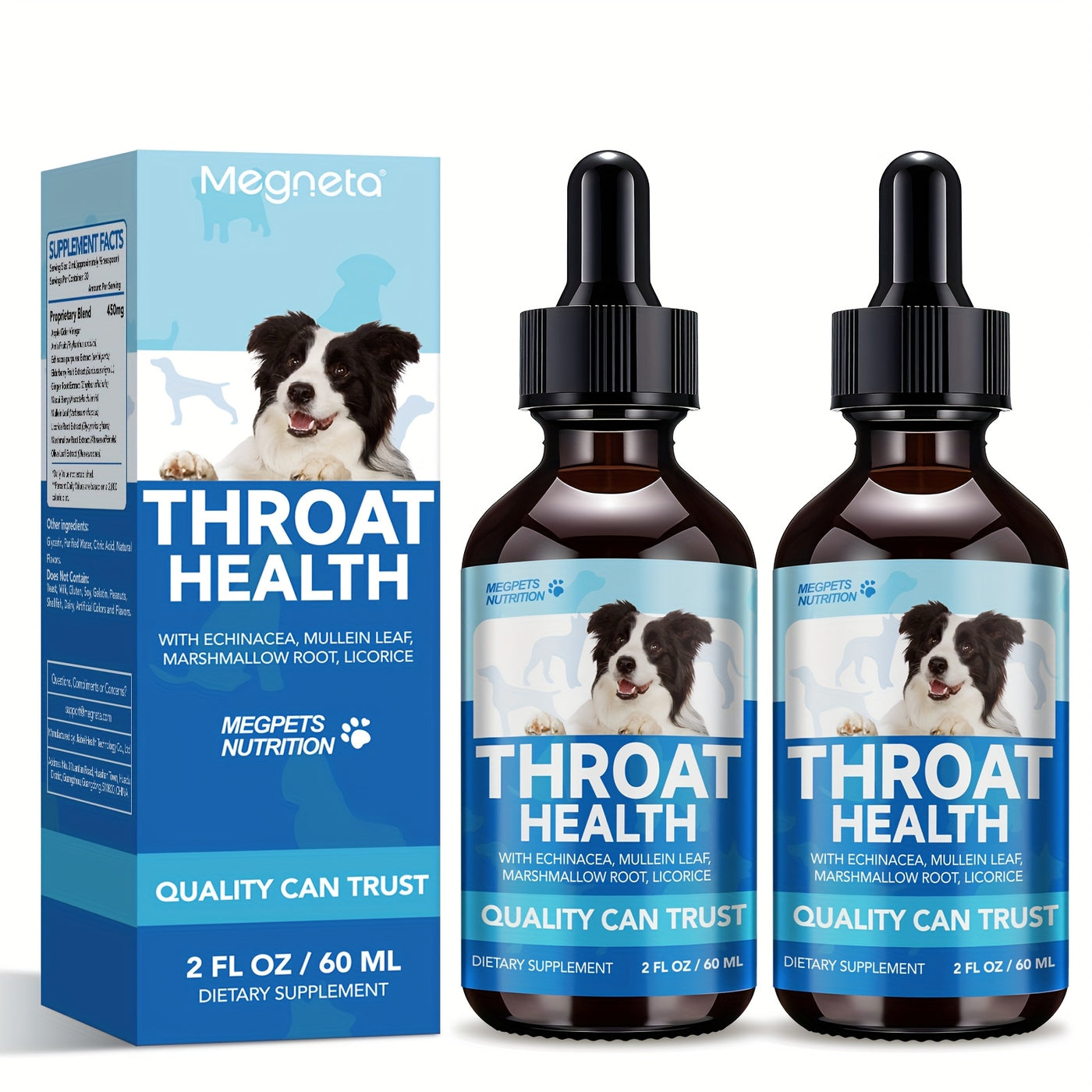 Respiratory Health Supplement for Dogs & Cats – Natural Marshmallow Root & Mullein Formula, Supports Lung & Airway Health, All Breeds, 2fl.oz