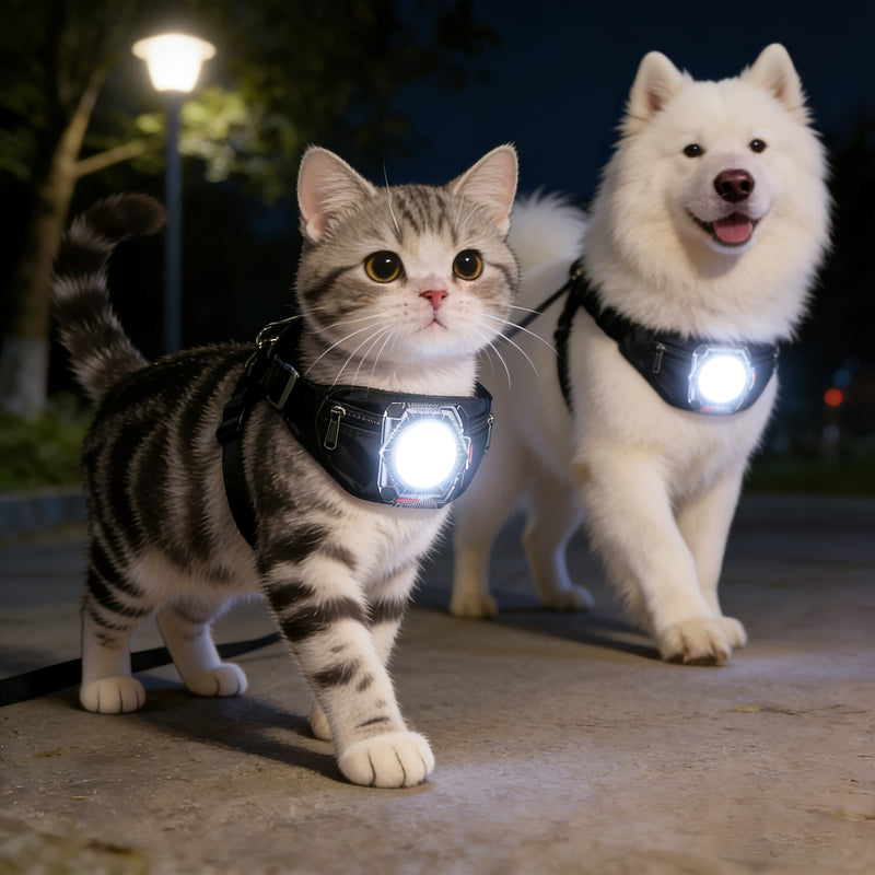LED Glow Dog & Cat Collar USB Rechargeable Night Safety Light Adjustable Glowing Neck Cuff for Small Medium Dogs & Cats - Nighttime Walking Visibility & Anti-Lost Pet Accessory