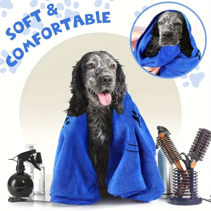 Large Quick-Dry Pet Bath Towel for Dogs & Cats - Super Absorbent Soft Microfiber, 40x24 Inches, Gray / Blue / 2-Pack