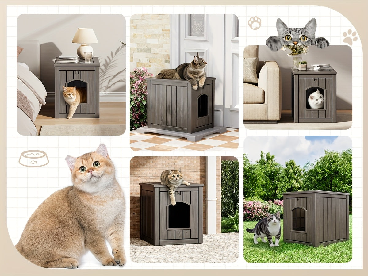 Large Cat Litter Box Odor Control Ventilated Resin Easy Clean Indoor Outdoor Pet House for Cats and Small Dogs