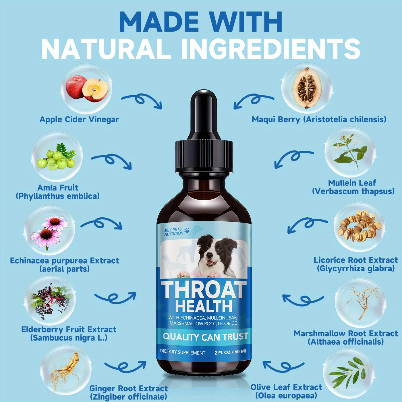 Respiratory Health Supplement for Dogs & Cats – Natural Marshmallow Root & Mullein Formula, Supports Lung & Airway Health, All Breeds, 2fl.oz