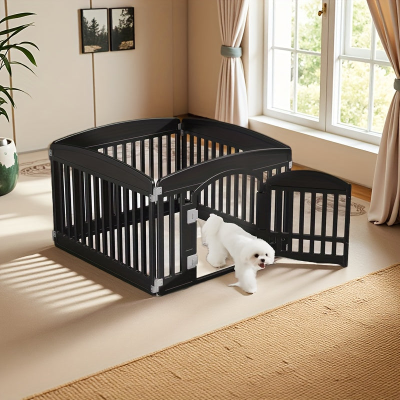 4 & 6 Panel Dog Pen with Non-Slip Bottom & Safety Locking Door - Portable Expandable Indoor Outdoor Puppy Pen for Medium Dogs, Lightweight Durable Pet Fence