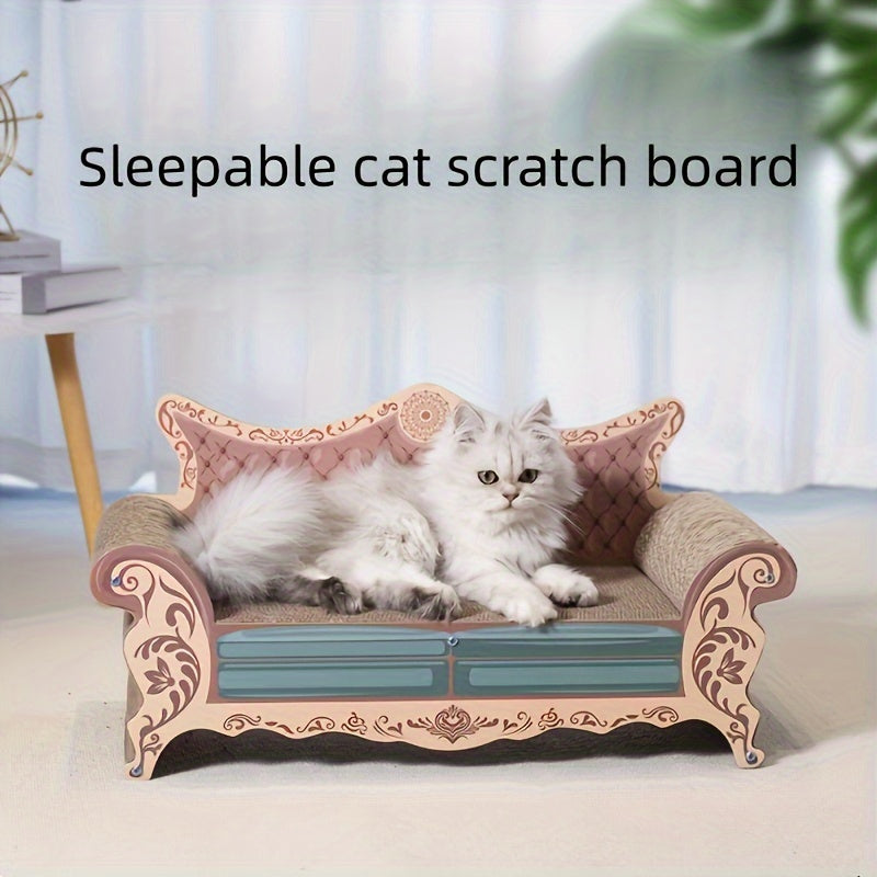L-Shaped Cat Scratching Board Sofa – Chaise Lounge Cat Scratcher Couch Bed, Wear-Resistant Non-Shedding Sisal, Vertical & Horizontal Scratch, Furniture Protector for Large Cats