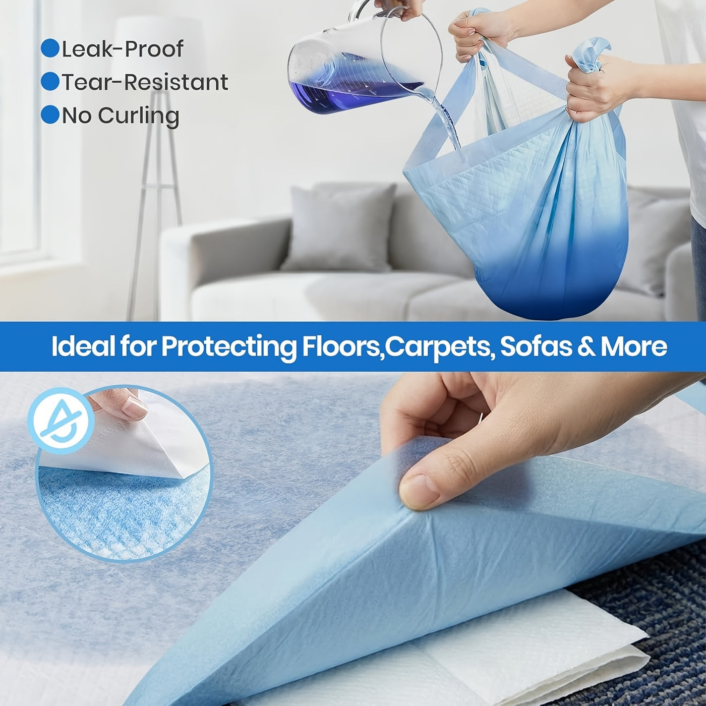 Disposable Dog Pee Pads - 8-Layer Super Absorbent Leak-Proof Puppy Potty Pads, XXXL Extra Large 31x47 / 32x36 / 57x31 in, 40 / 60 / 80 / 120 Count, for Cars Cages Sofas