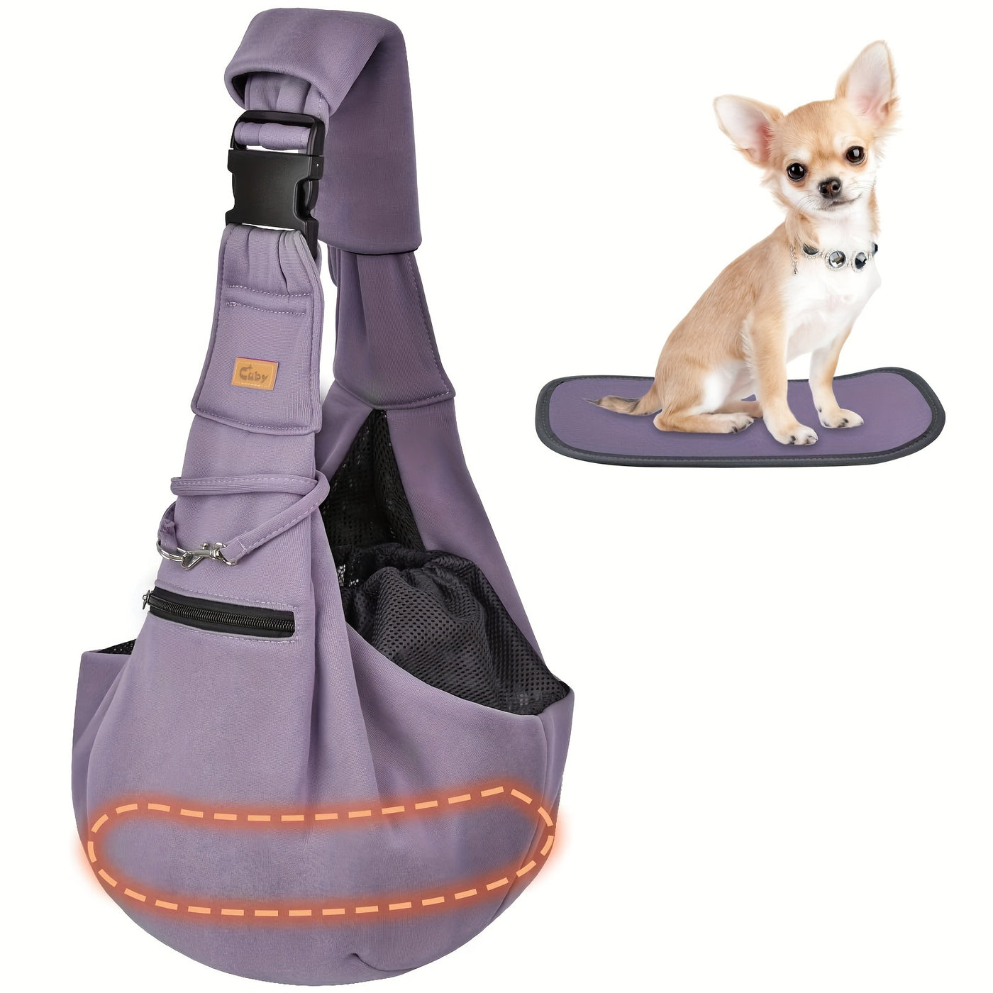 Adjustable Pet Sling Carrier with Padded Hard Bottom – Soft Dog & Cat Shoulder Bag with Drawstring Closure for Comfortable Travel | Khaki, Purple, Army Green, Blue, Grey