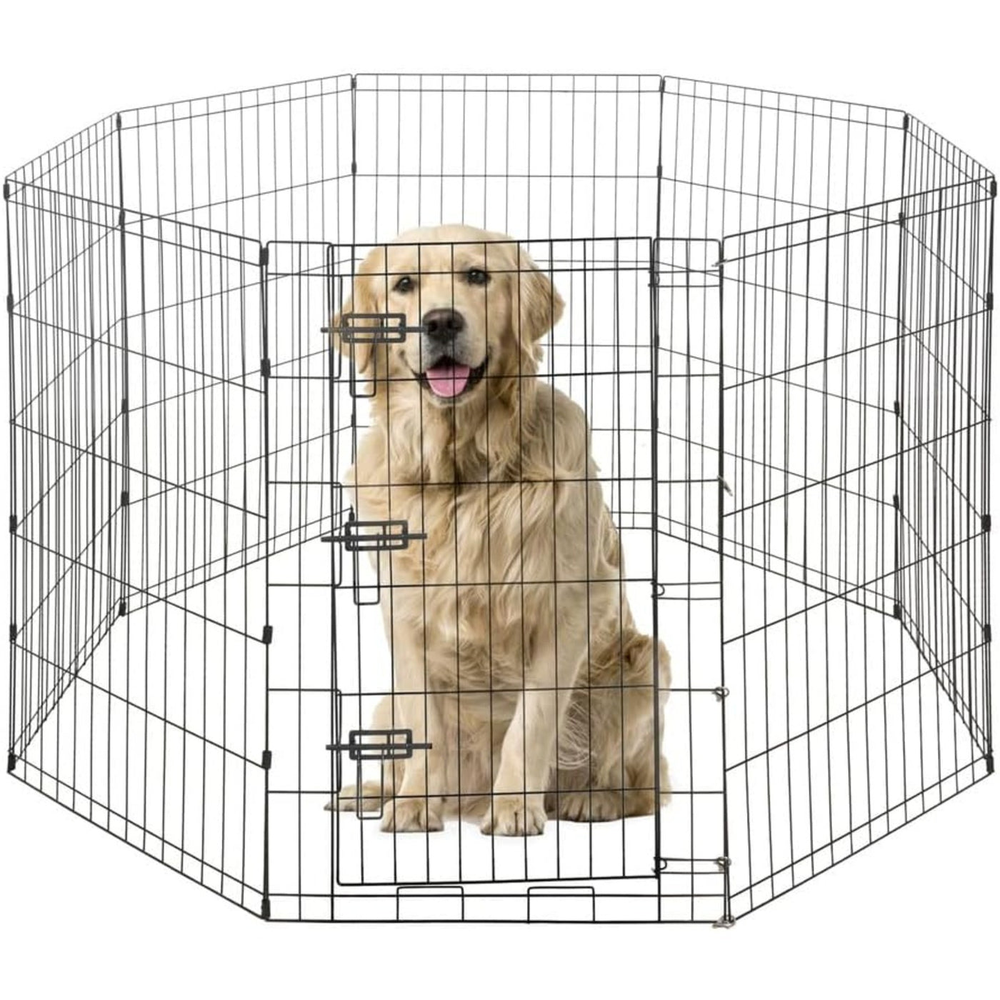 Metal Dog Playpen 8-Panel Foldable with Gate – Heavy-Duty Iron Exercise Fence Cage for Small Dogs, Indoor Outdoor Portable Kennel, 24"/30"/36" Height Options