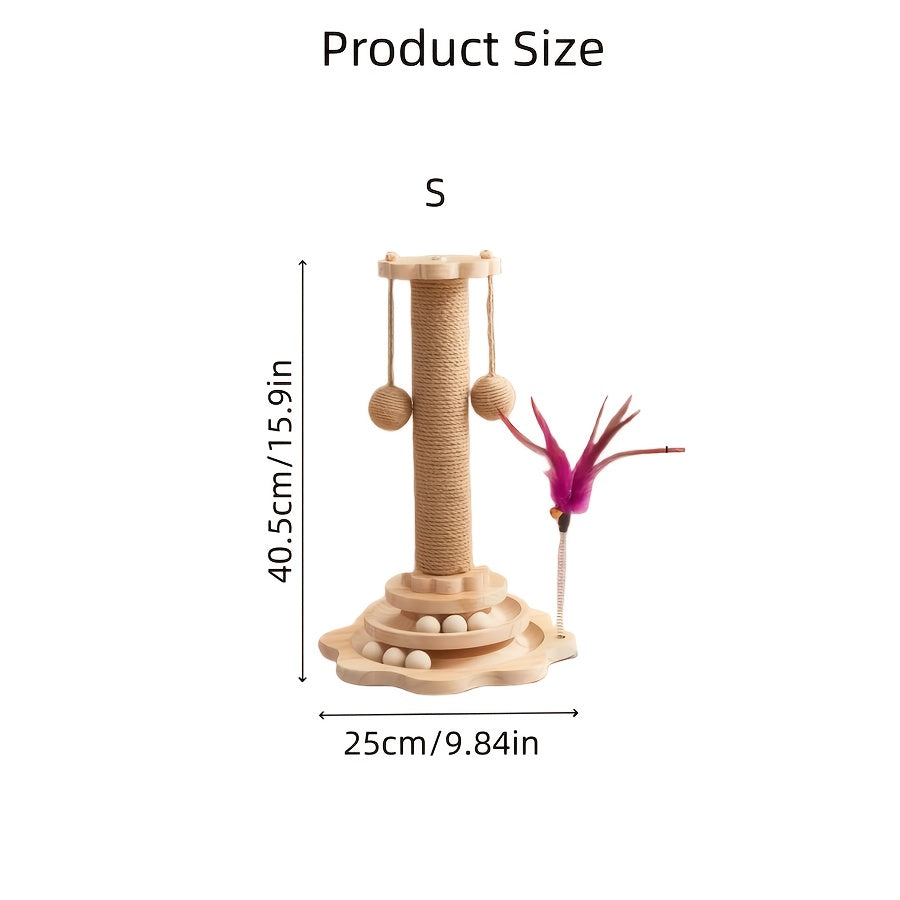 Solid Wood Cat Scratching Post – Multiple Styles & Sizes | Sisal, Mushroom, Dolphin, Fur & Hammock Scratcher for Indoor Cats
