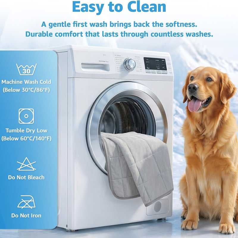 Dog Cooling Mat 43x55 Inch 0.4 Q-MAX Washable Cool Touch Blanket for Large Dogs Summer Bed Cover Gray