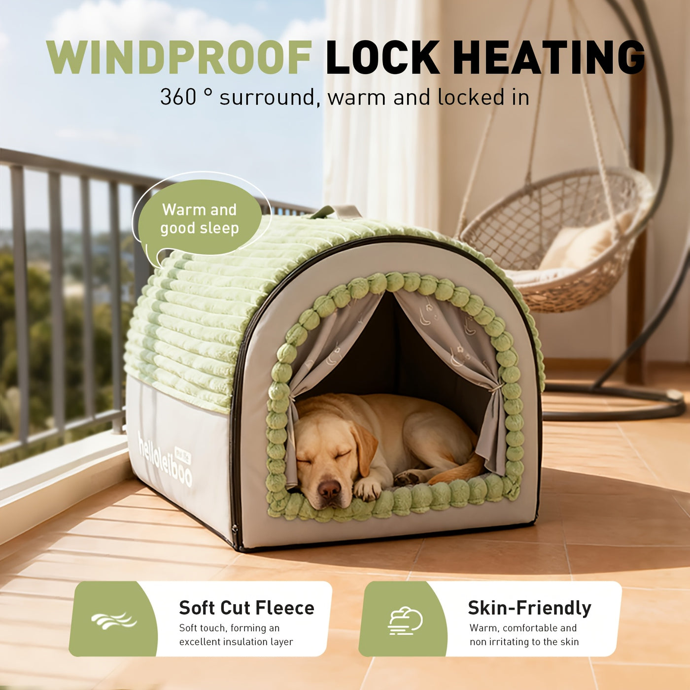 2-in-1 Foldable Indoor Dog House & Pet Tent Cave Bed - Soft Fluffy Washable Cushion Mat with Lid, All-Season Privacy Warm Bed for Small Medium Large Dogs Cats