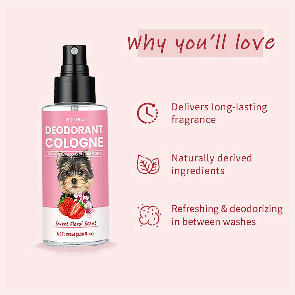 Pet Cologne & Dog Deodorant Spray – Sweet Floral Scent with Vanilla Raspberry Neroli & White Peony, 4.2oz Grooming Fragrance for All Breed Sizes