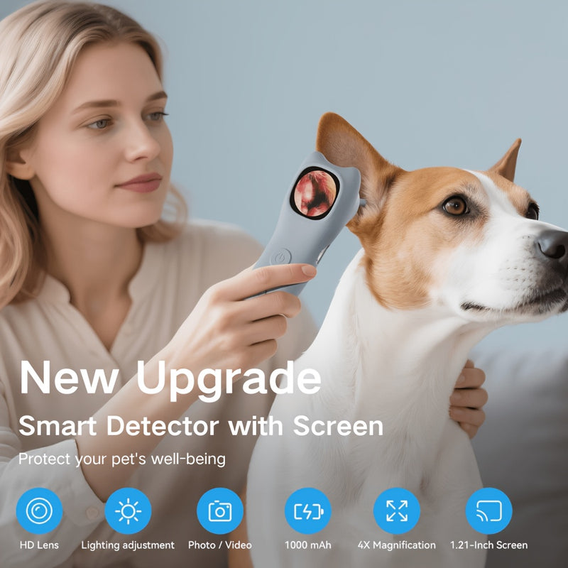 Pet Ear Camera 1080P HD with 4X Zoom – 4-in-1 Smart Inspection Tool for Dogs & Cats, 12 Replaceable Tips, USB Rechargeable, Check Ears, Nose, Mouth & Fur