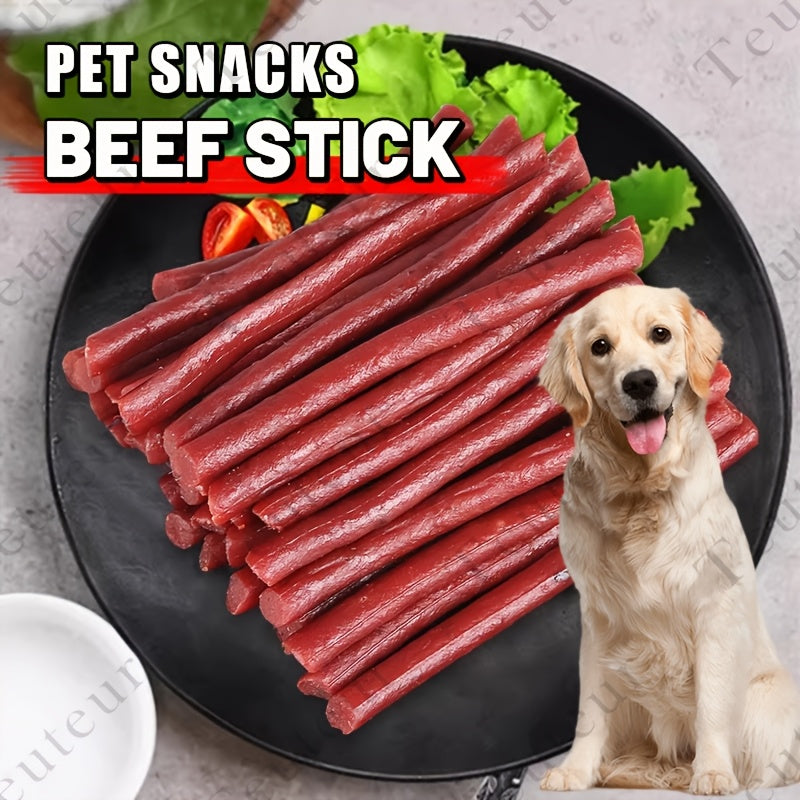 Beef Stick Dog Treats – Wind-Dried Beef, Beef Tendon Sticks & Beef Blocks, High Protein Grain-Free Long-Lasting Chews for Puppies & Adult Dogs, All Breeds, 5oz
