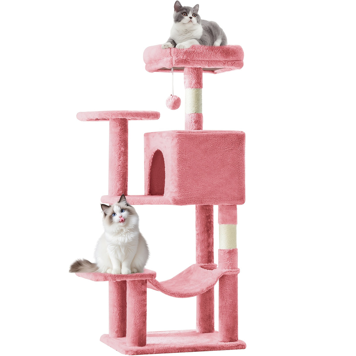 44 Inch Cat Tree Tower with Condo Hammock & Sisal Scratching Posts - Multi-Level Cat Tower for Indoor Cats with Perches & Pet House