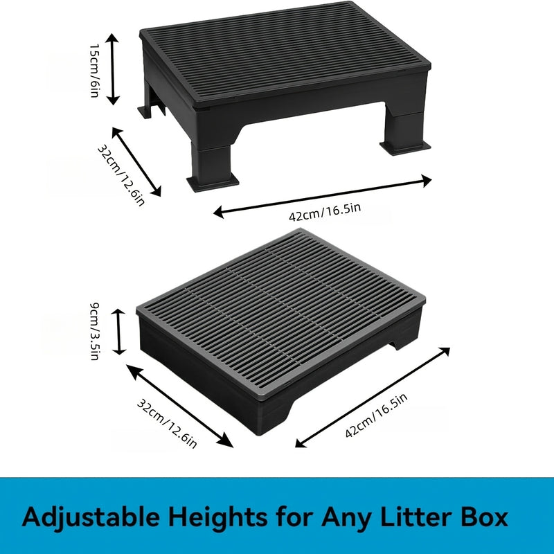 Cat Litter Box Step Ramp Adjustable 3.5" & 6" Non-Slip Litter Trapper Platform for Kittens Senior Cats Automatic Litter Boxes