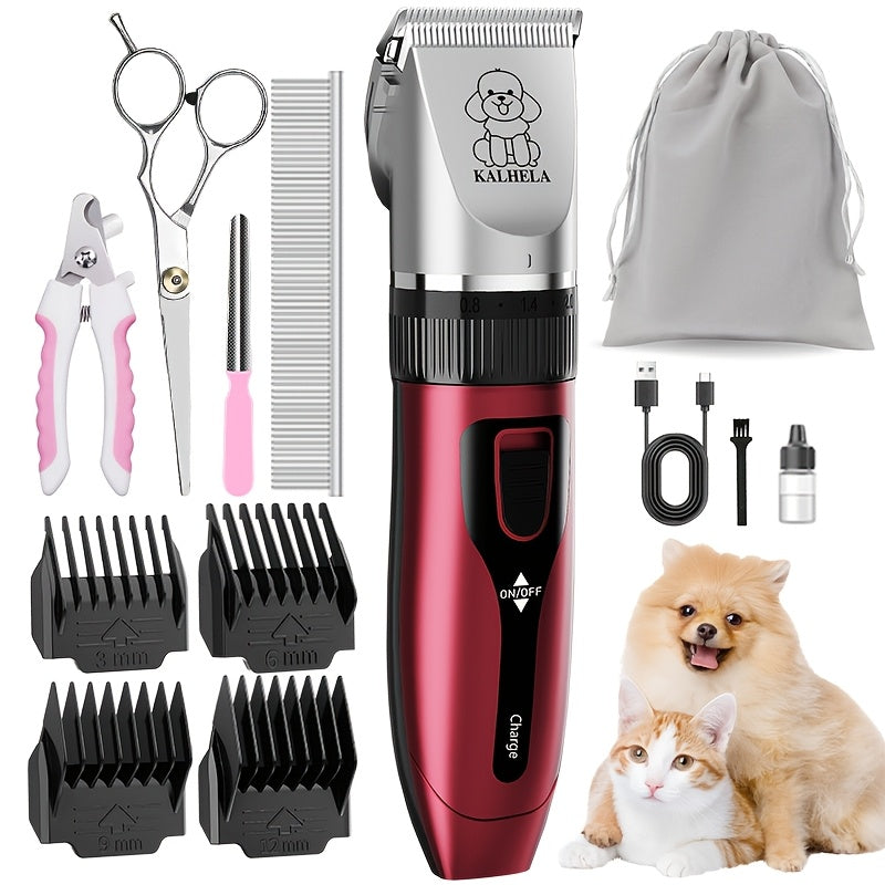 Professional Dog Grooming Kit – USB Rechargeable Electric Clippers with Ceramic Blades, Brush & Comb Set for Dogs & Cats, Multiple Colors & Beauty Sets